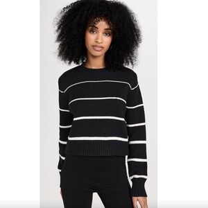 Z Supply Milan Stripe Crew Neck Sweater, Black and White, Size Small